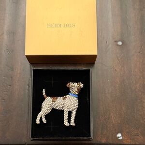 Heidi Daus Crystal Dog Brooch - Gold and Silver